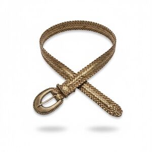 Vintage 80s Metallic Gold Belt | women's Medium braided faux leather mobwife